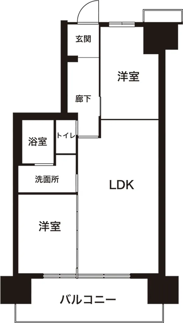 2LDKの間取り図